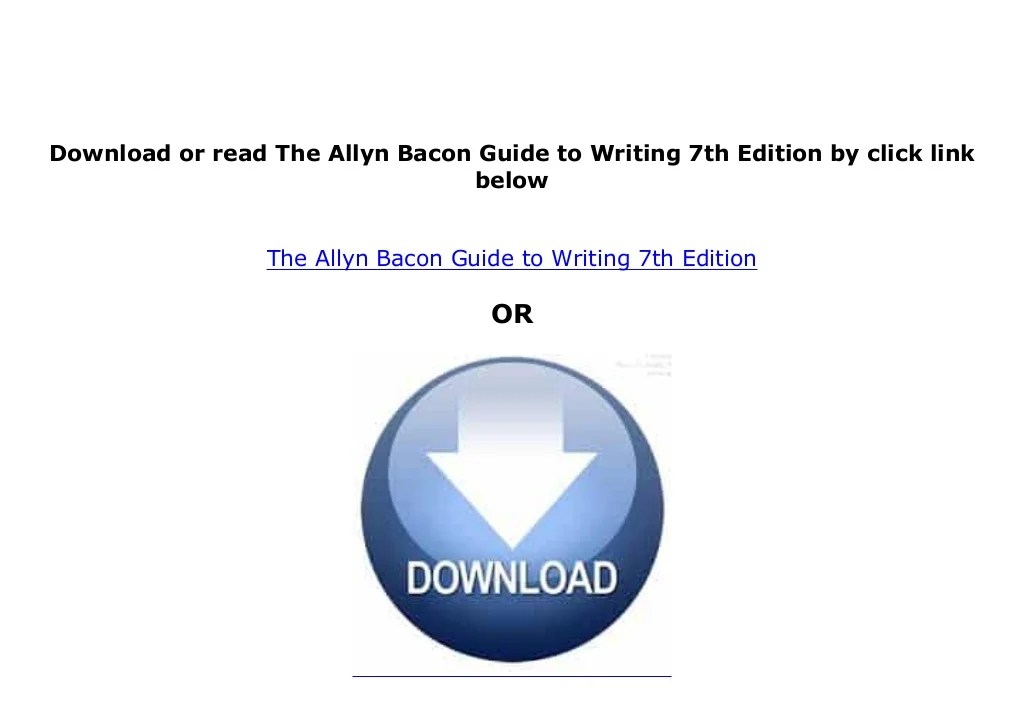 Allyn and bacon guide to writing 8th edition