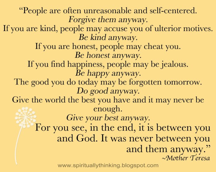 Mother teresa do good anyway poem